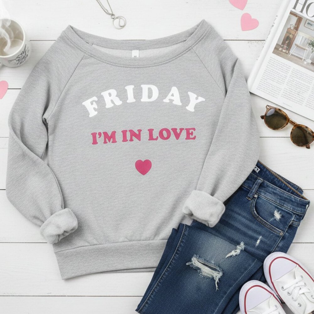 The Laundry Room | "Friday I'm In Love" Off-Shoulder Sweatshirt